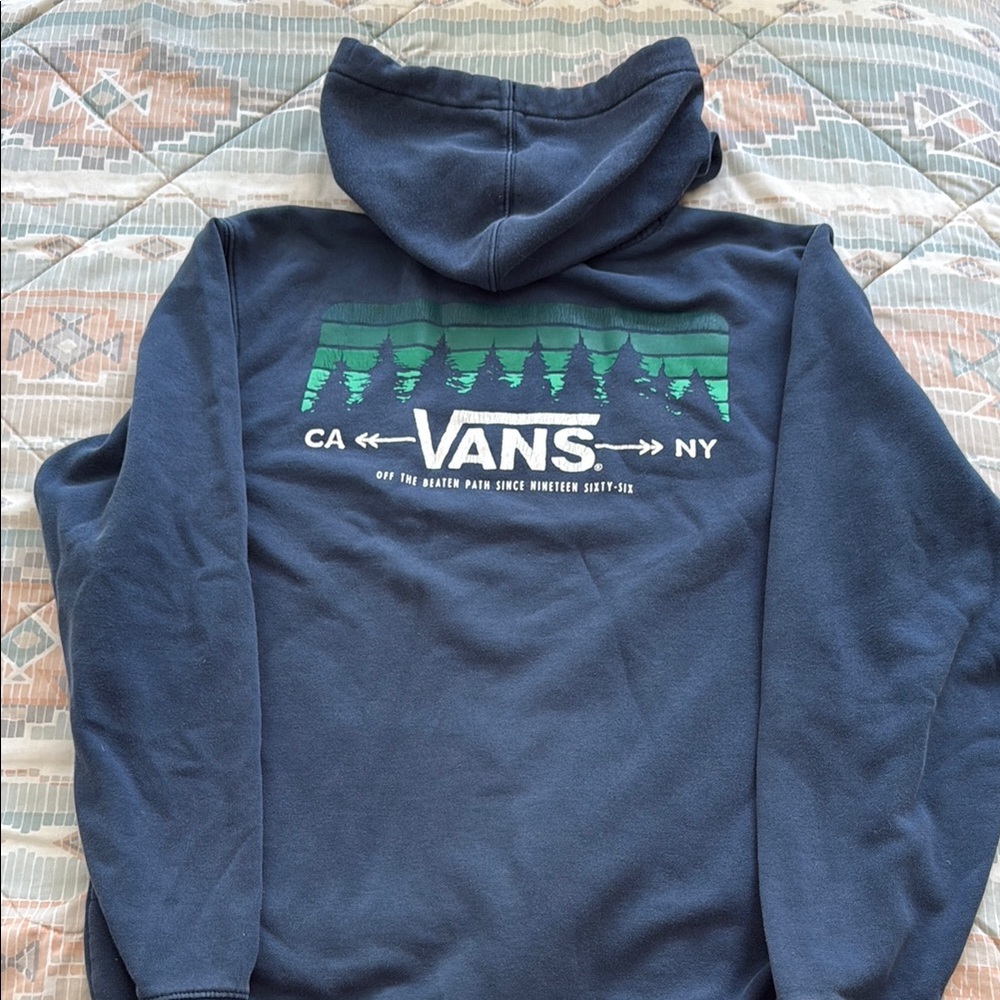 Vans Navy Hoodie with Green tree Graphic